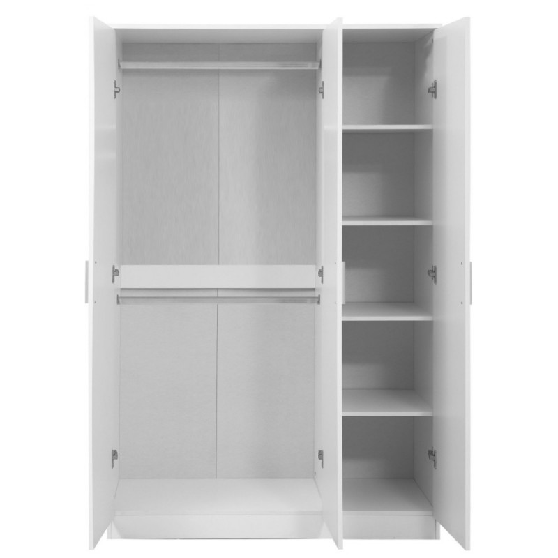 Dulap Amos cu 3 usi, Alb, 120x200x50 cm