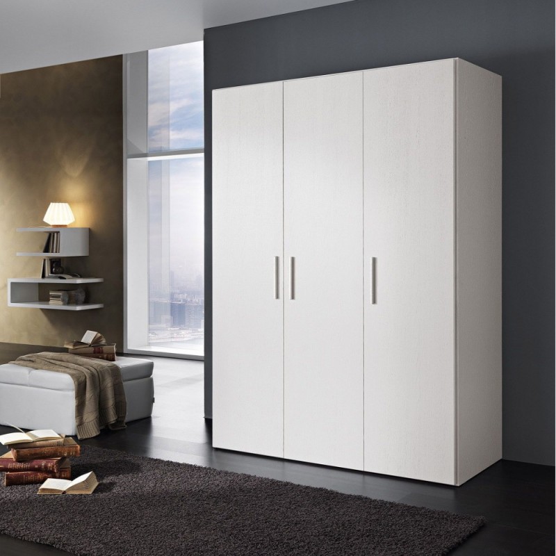 Dulap Amos cu 3 usi, Alb, 120x200x50 cm