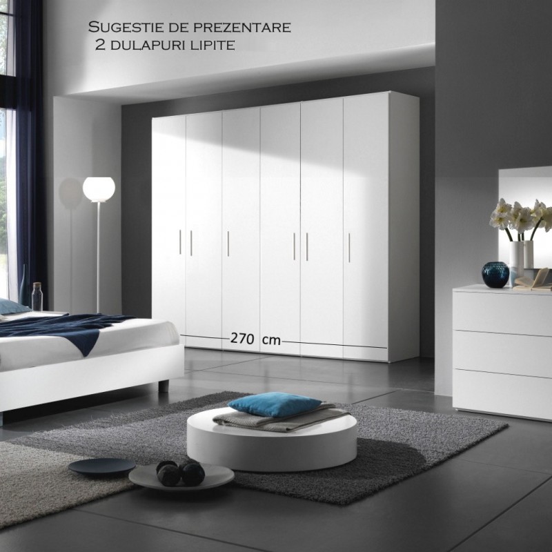 Dulap Amos cu 3 usi, Alb, 120x200x50 cm