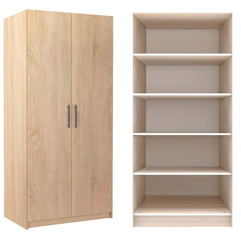 Dulap Toby cu polite, din PAL Stejar Sonoma, H200 x A40 x L80 cm