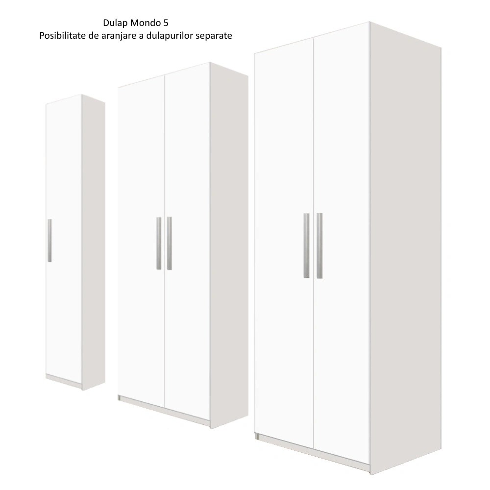 Dulap Lara cu 5 usi, Alb, L225xH200xA50 cm
