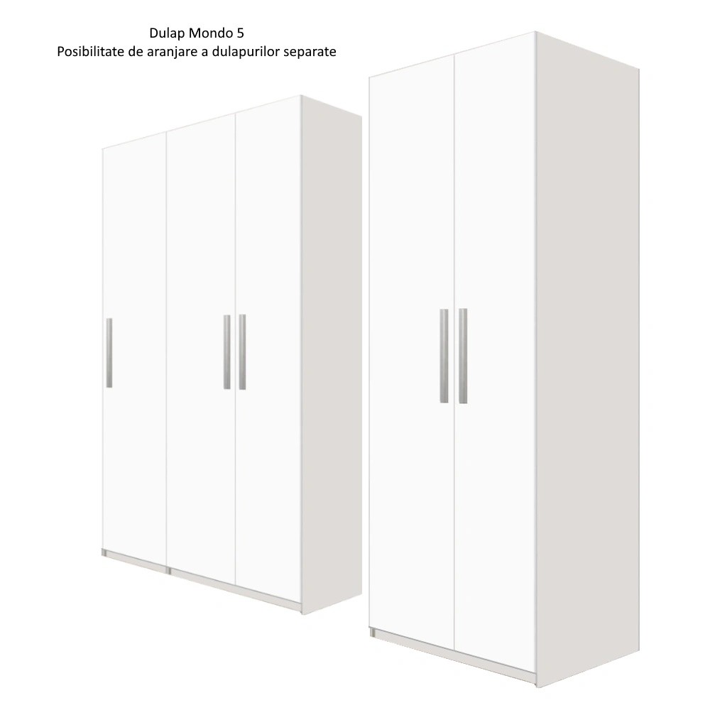 Dulap Lara cu 5 usi, Alb, L225xH200xA50 cm