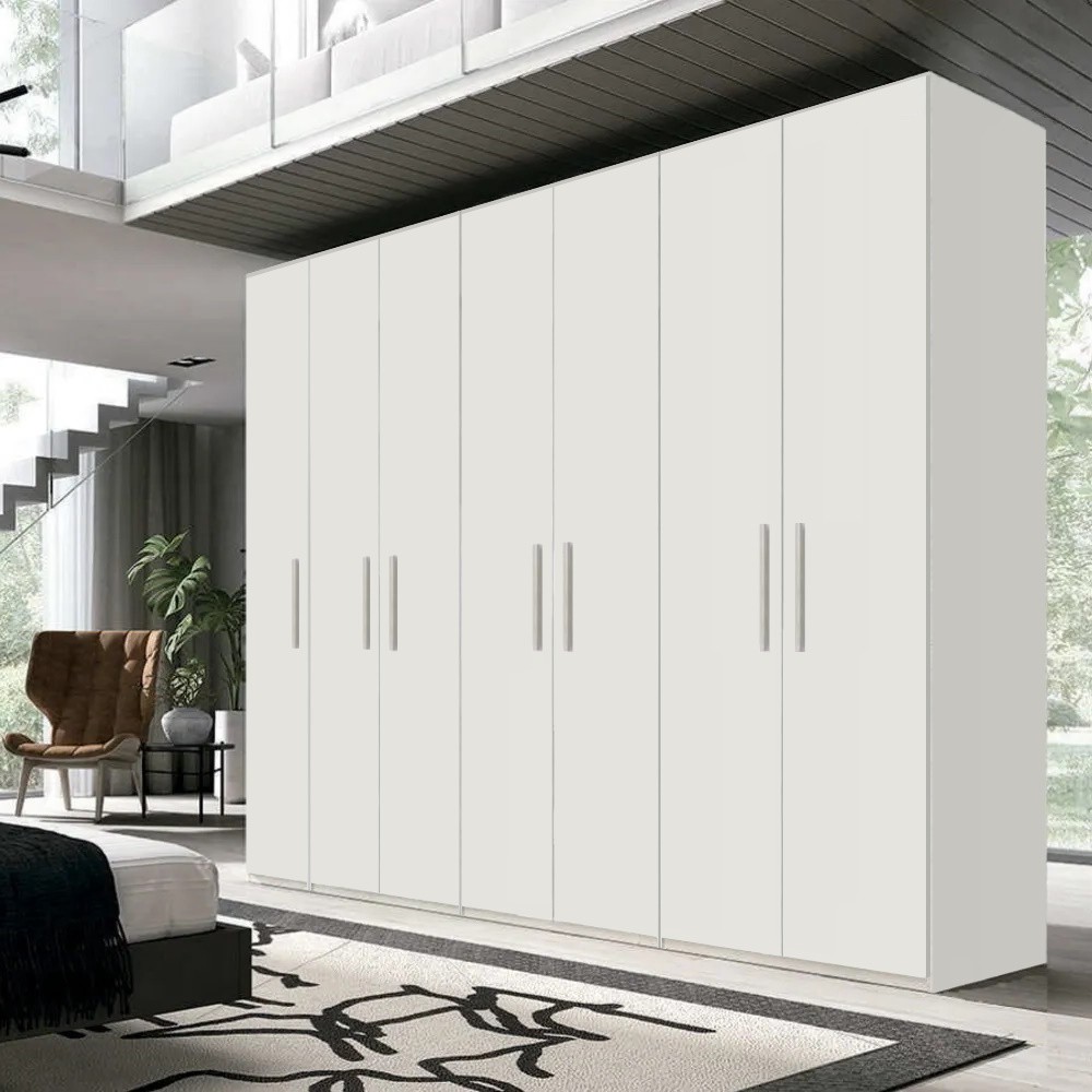 Dulap Lara cu 7 usi, Alb, L315xH200xA50 cm