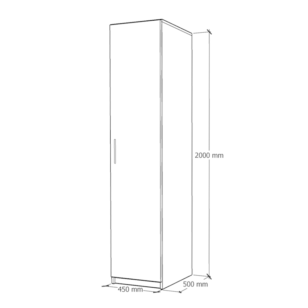 Dulap 1 usa E4, Alb, L45xH200xA50 cm