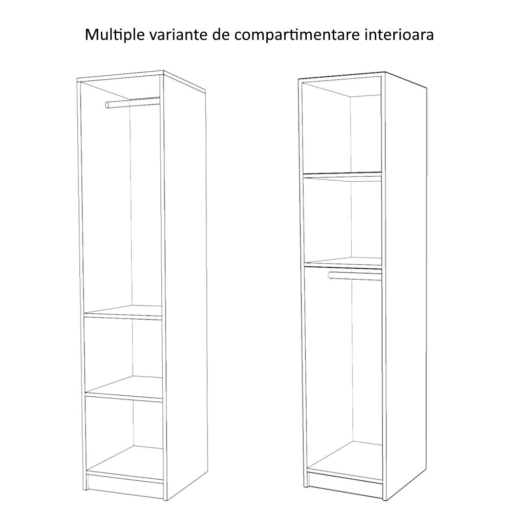 Dulap 1 Usa Et2, Stejar Sonoma, L45xH200xA50 cm