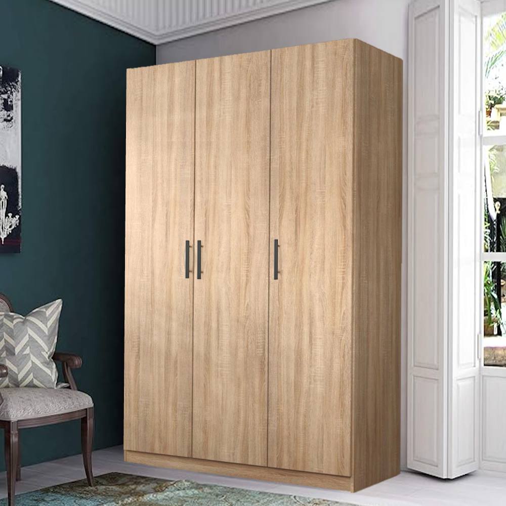 Functionalitate si stil, argumentele absolute in alegerea acestui Dulap Amos cu 3 usi din PAL Stejar Sonoma de 18mm. Usor de mon