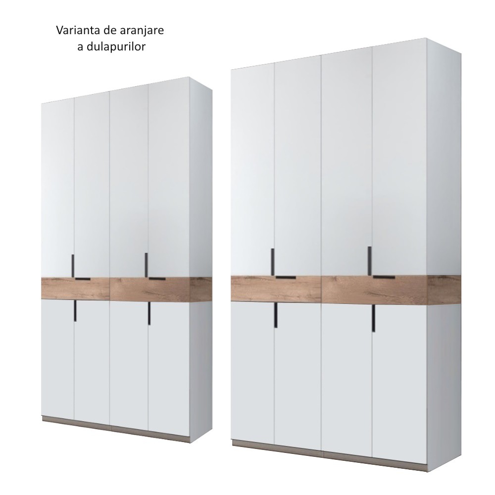 Dulap King Lara cu 8 usi Alb si Gold L320xH240xA50 cm