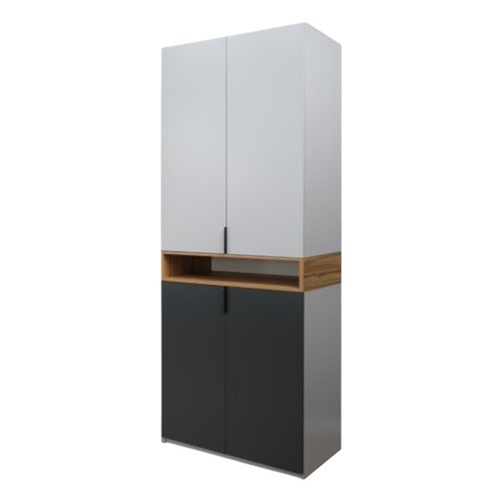 Dulap modular King 2r Grafit / Gold / Gri H 240 cm balamale cu amortizor