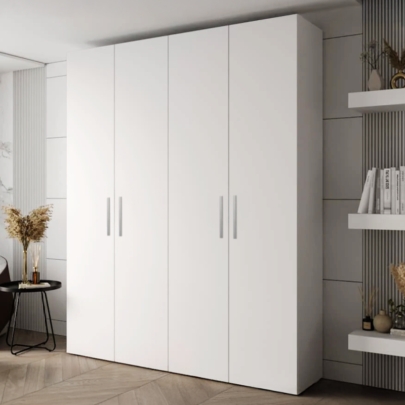 Dulap Mondo 4Usi Alb, L 160 x H 220 cm, balamale cu amortizor