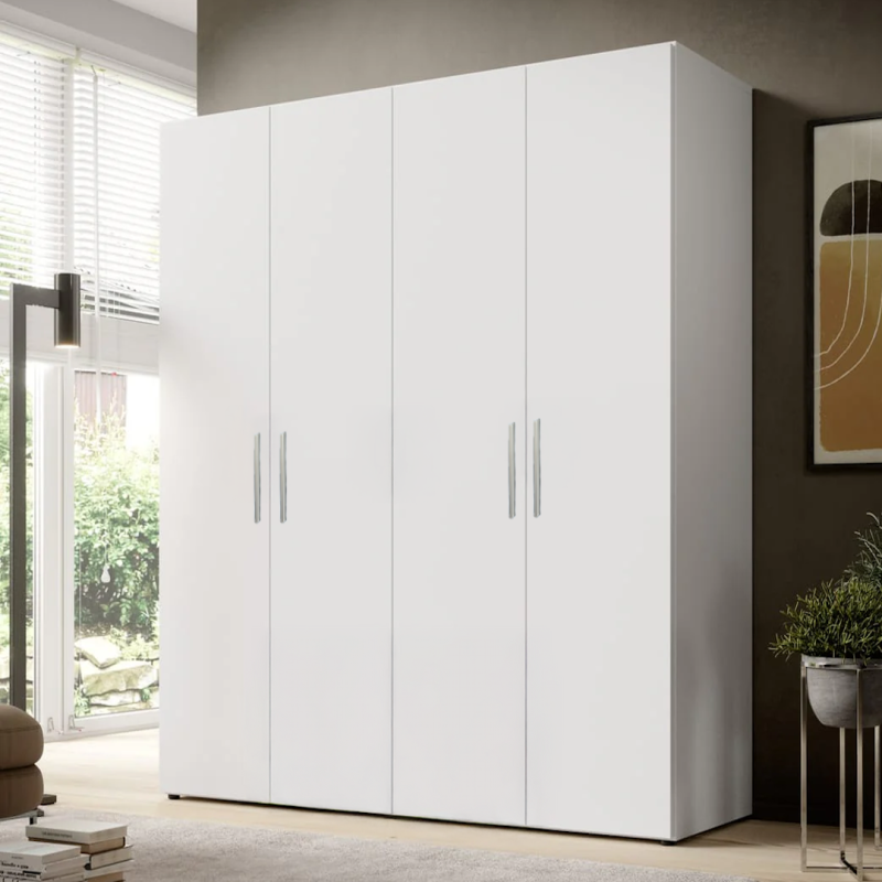 Dulap Mondo 4Usi Alb, L 160 x H 220 cm, balamale cu amortizor