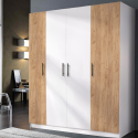 Dulap Salonic 4 Usi Alb si Stejar Gold, L180 x H200 x A50 cm