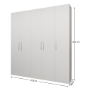 Dulap Lara cu 5 usi, Alb, L225xH200xA50 cm