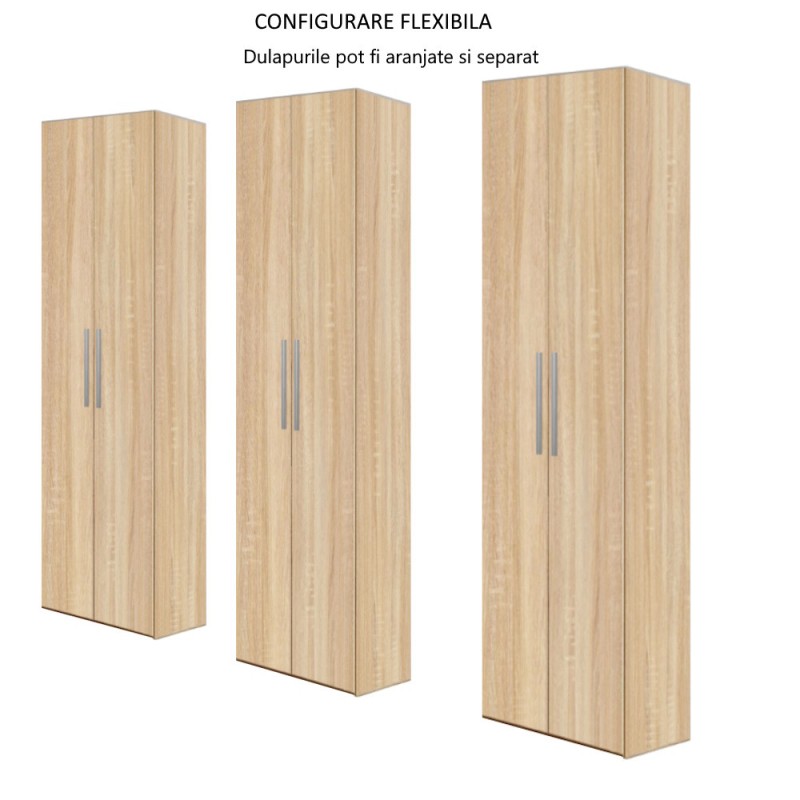 Dulap Mondo 6 Usi Sonoma L240xA220xA50 cm balamale cu amortizor