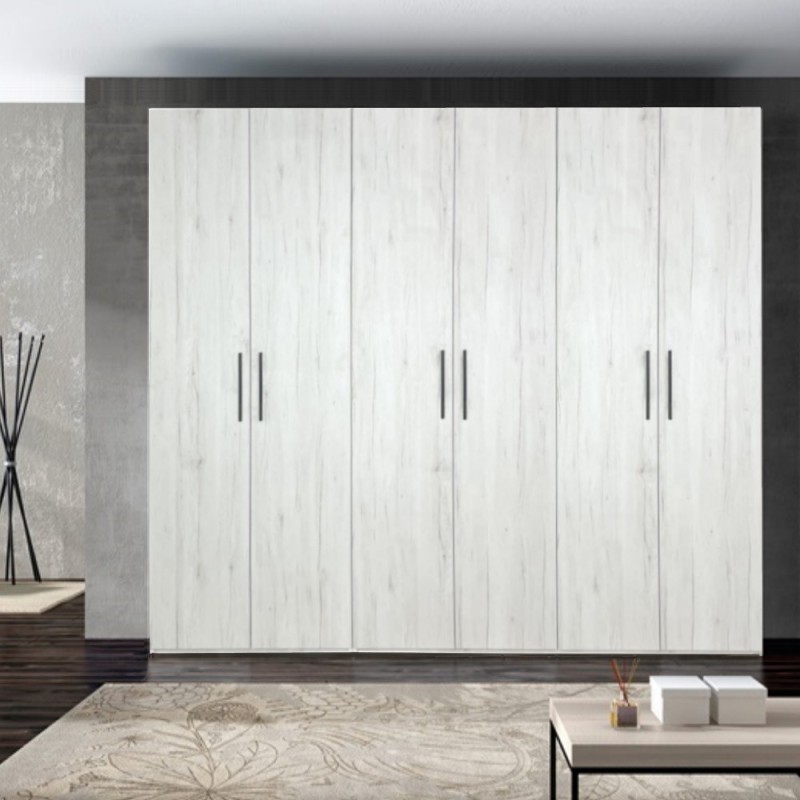 Dulap Mondo 6 Usi, Stejar Monacco, L240xH220xA50 cm, balamale cu amortizor