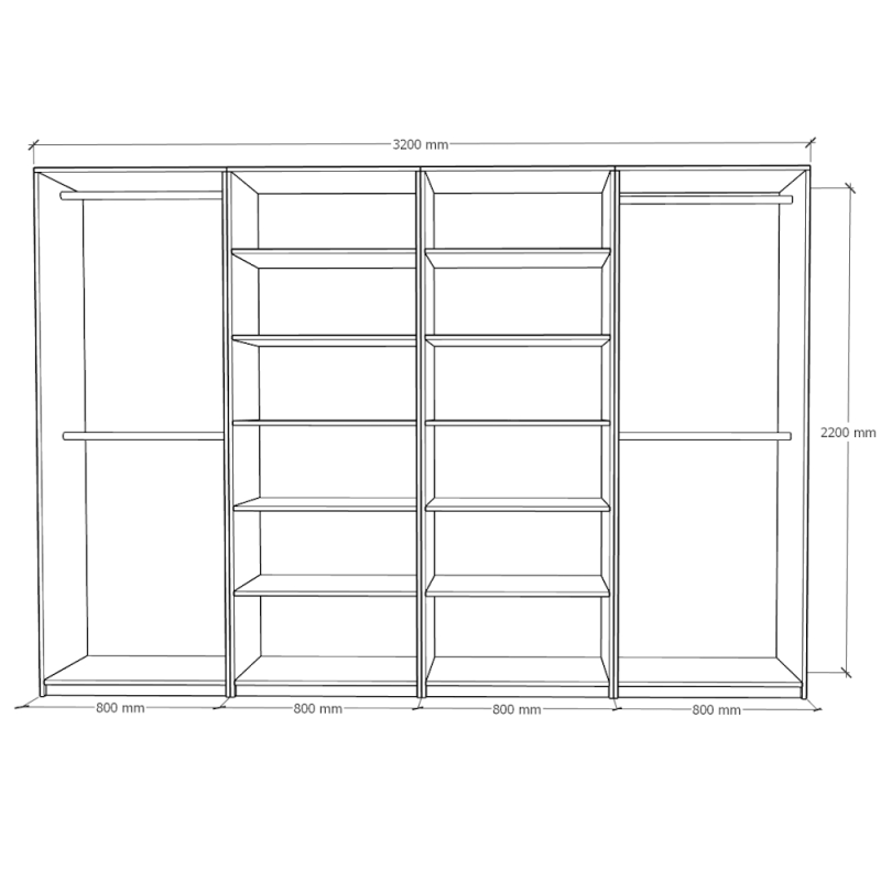 Dulap Mondo Lara cu 8 usi Alb L320xH220xA50 cm