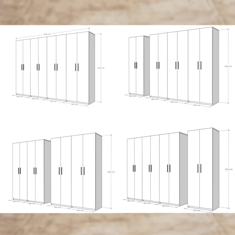 Dulap Mondo Lara cu 8 usi Alb L320xH220xA50 cm