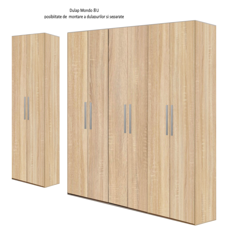 Dulap Mondo Lara cu 8 usi Alb L320xH220xA50 cm