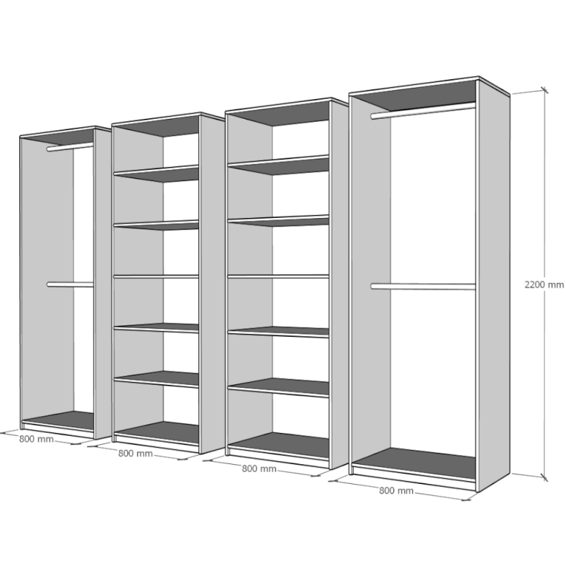 Dulap Mondo Lara Stejar Monacco cu 8 usi Alb L320xH220xA50 cm