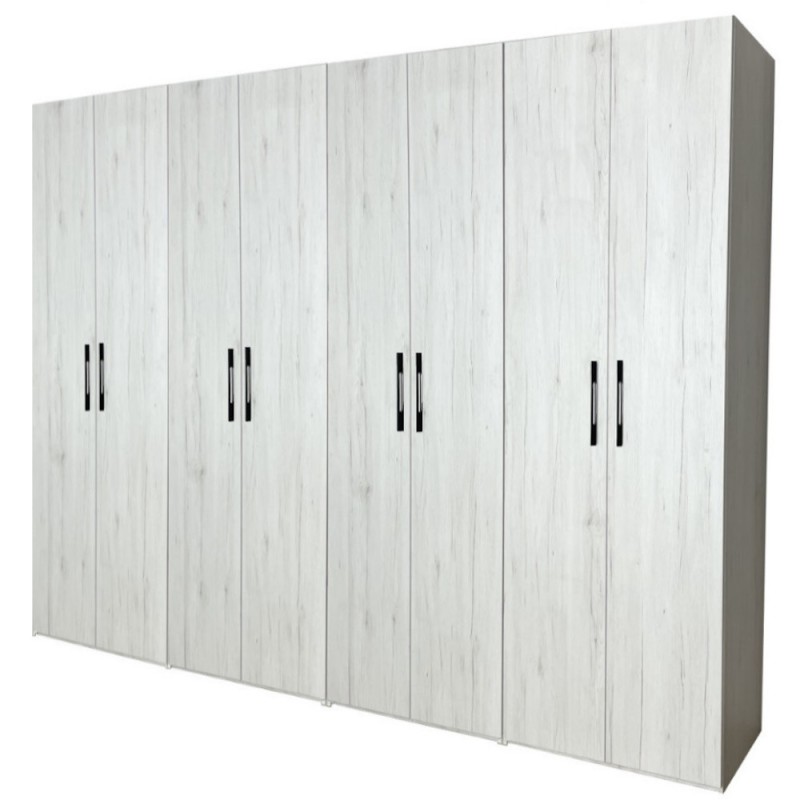 Dulap Mondo Lara Stejar Monacco cu 8 usi Alb L320xH220xA50 cm