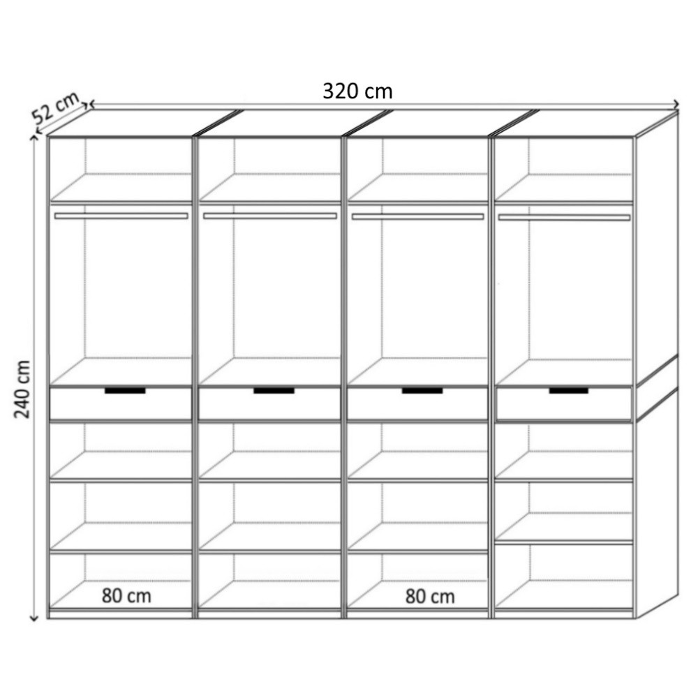 Dulap King Lara cu 8 usi Alb Grafit Gold L320xH240xA50 cm