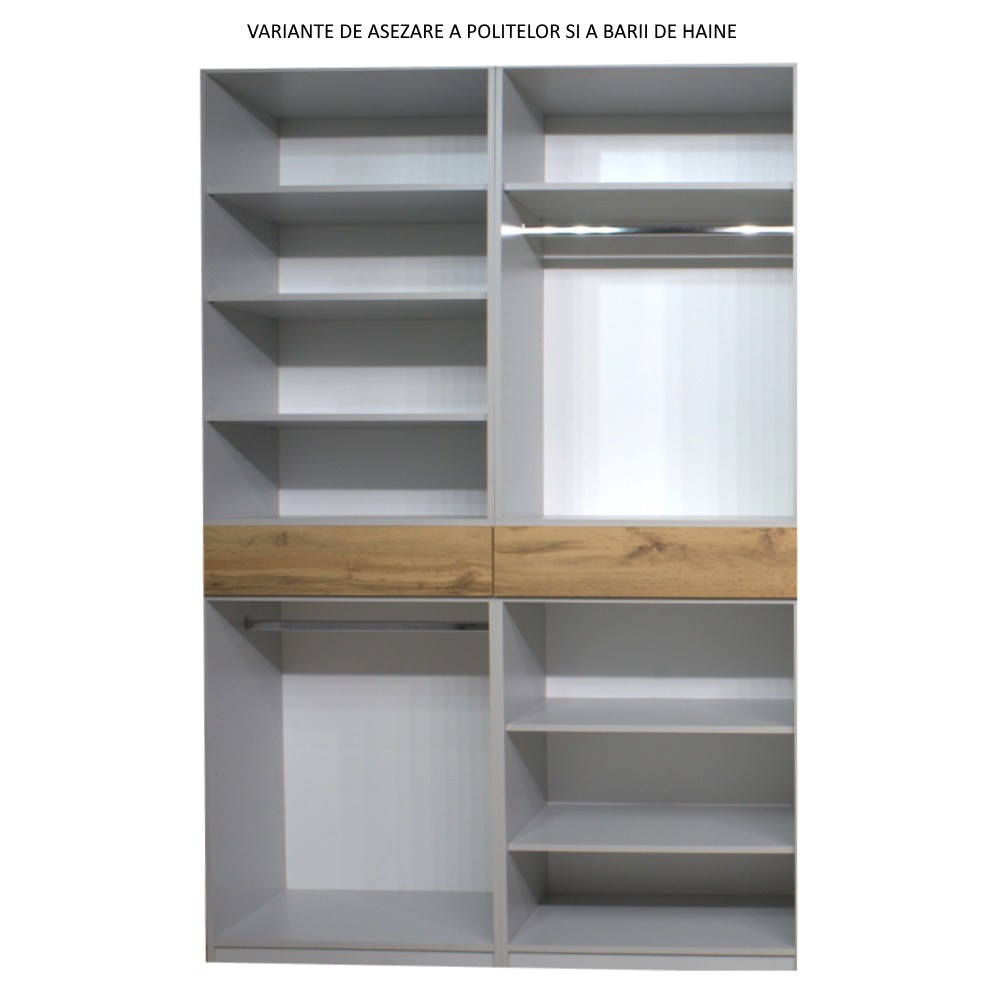 Dulap King Lara cu 8 usi Alb Grafit Gold L320xH240xA50 cm